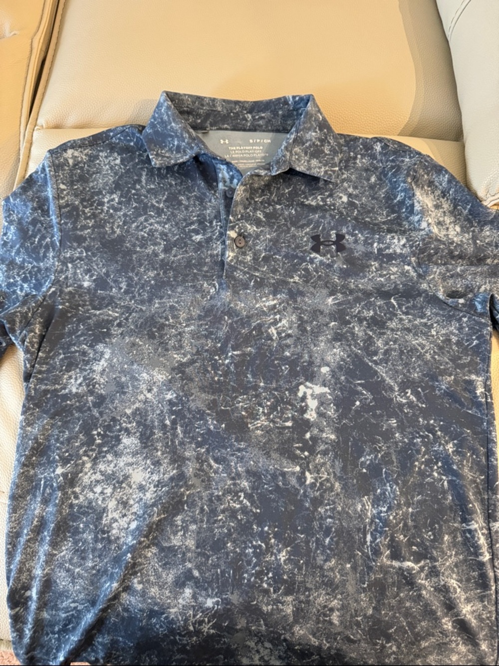 Under Armour Men’s Navy & White Marble-Pattern Polo